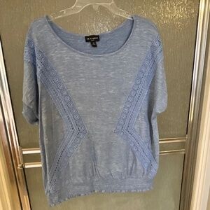 I.N. STUDIO Women's blue top with lace , plus size 1X